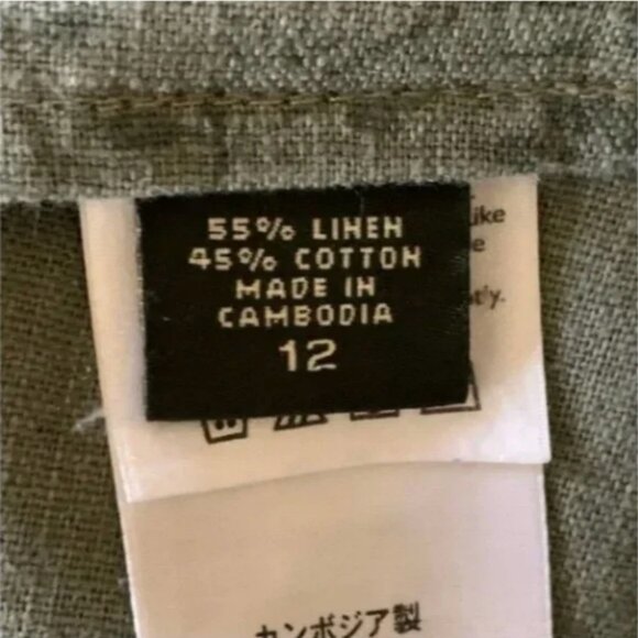 Eddie Bauer A Line Linen Blend Floral Print Olive Colored Skirt Size 12 - Picture 5 of 5